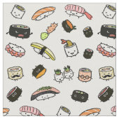 寿司のキャラクターパターン ファブリック (クローズアップ)