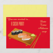寿司のパーティーの日本人のパーティー 招待状 (正面/裏面)