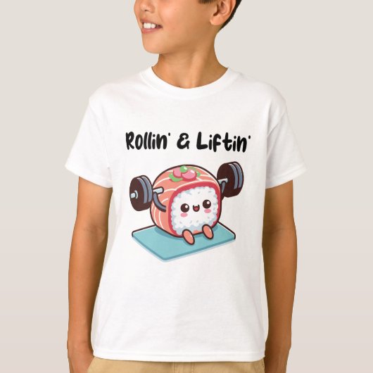 寿司のロール ウェイトリフティング Tシャツ (正面)