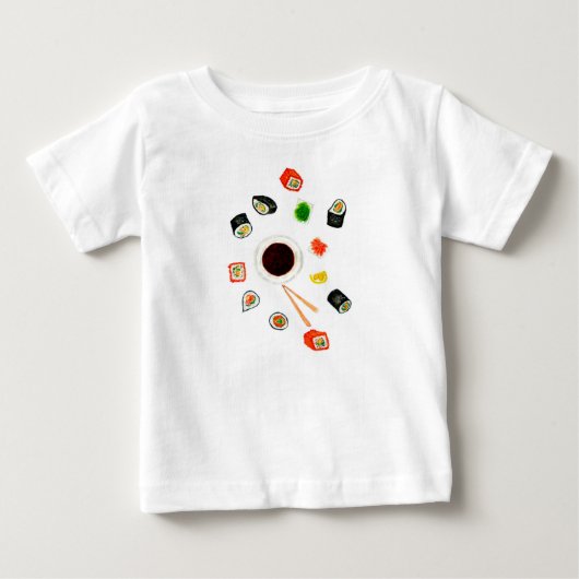 寿司の一定の水彩画 ベビーTシャツ (正面)