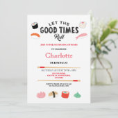 寿司の夕食と昼食　日本の誕生日パーティーのご招待 招待状 (スタンド正面)