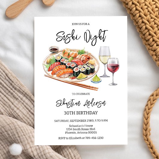 寿司の夜 誕生日招待状 招待状