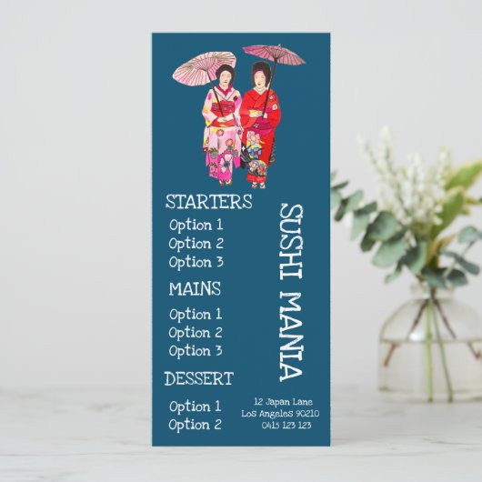 寿司の日本食料理店の寿司の夕食メニュー メニュー (スタンド正面)