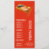 寿司の日本食料理店の寿司の夕食メニュー メニュー (正面)