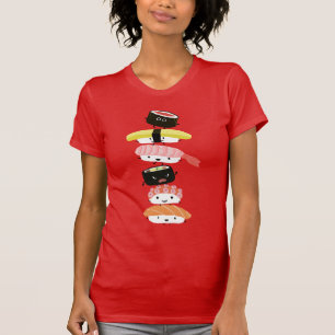 寿司の積み重ね-かわいいの寿司の友人のおもしろいタワー Tシャツ