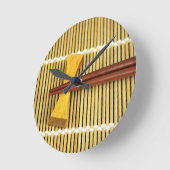 寿司の箸Senseiは木製のタケを習得します ラウンド壁時計 (傾斜)