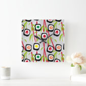 寿司の背景 スクエア壁時計 (ホーム)