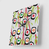 寿司の背景 スクエア壁時計 (傾斜)