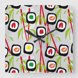 寿司の背景 スクエア壁時計