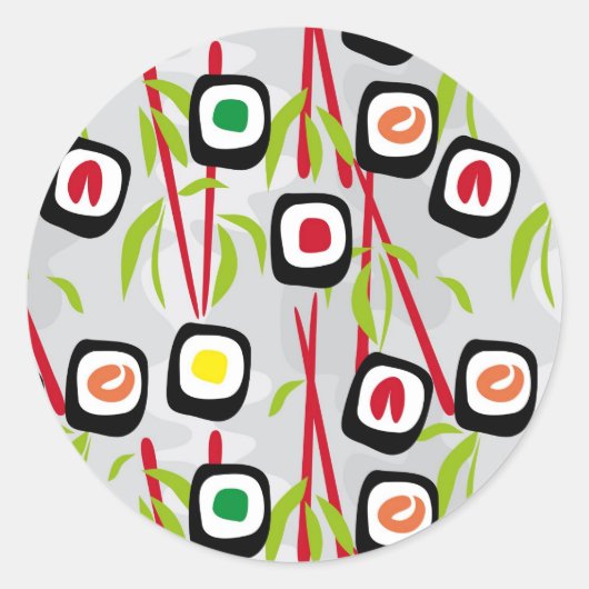 寿司の背景 ラウンドシール (正面)