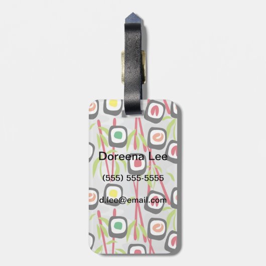 寿司の背景 ラゲッジタグ (裏面縦)