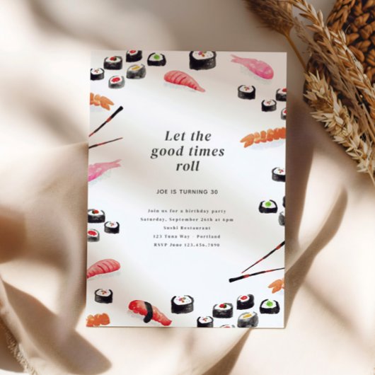 寿司の誕生日パーティー 招待状
