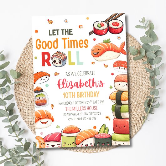 寿司の誕生日招待状フードテーマの誕生日 招待状