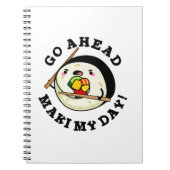 寿司の1日を作ってみて!面白い寿司のダジャレ ノートブック (正面)