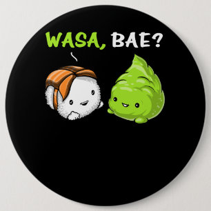 寿司のWasabiのかわいいカップルWasa 缶バッジ
