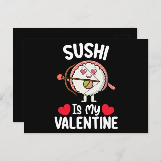 寿司は私のバレンタインデーおもしろい日本の食品 ポストカード (正面/裏面)