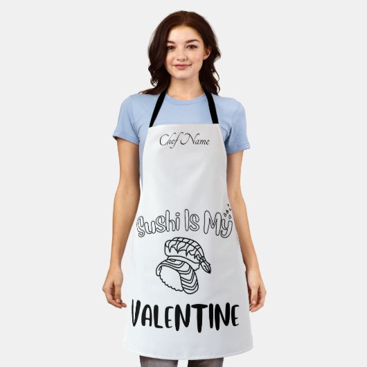 寿司は私のバレンタイン寿司 エプロン (着用した状態)