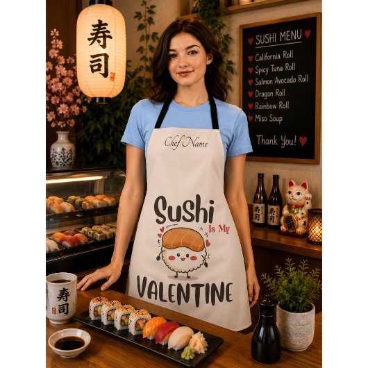 寿司は私のバレンタイン エプロン