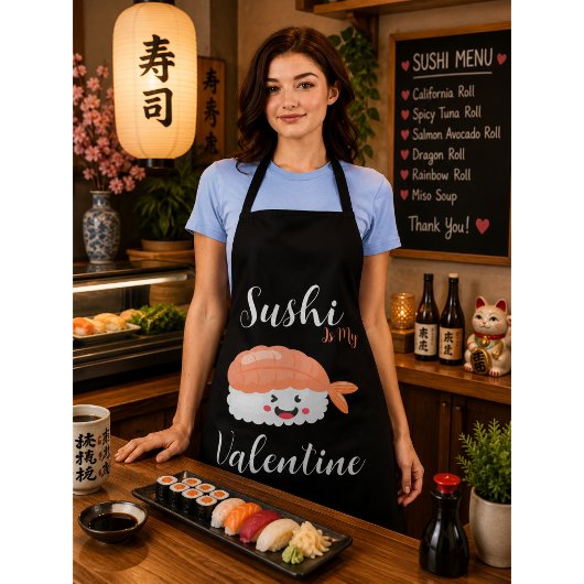 寿司は私のバレンタイン エプロン