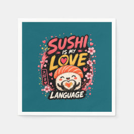 寿司は私の愛の言語 – かわいい寿司デザイン スタンダードカクテルナプキン