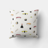 寿司をテーマにした柄 |すし図解入りの、写真付きのセットホワイト クッション (裏面)