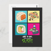 寿司を愛する女の子 ポストカード (正面/裏面)