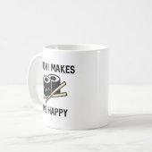 寿司を食べると幸せになる コーヒーマグカップ (正面左)