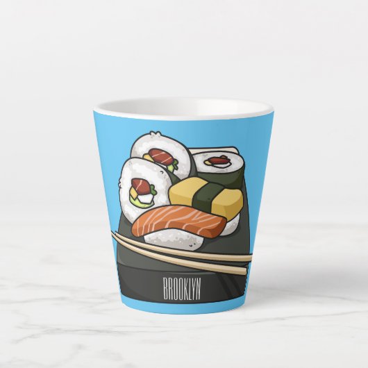寿司イラストレーション カフェラテマグ (正面)