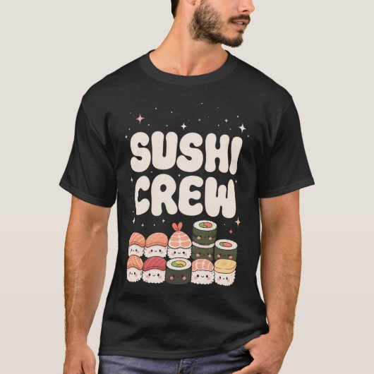 寿司クルー、可愛い寿司好きギフト、かわいい日本語 Tシャツ (正面)