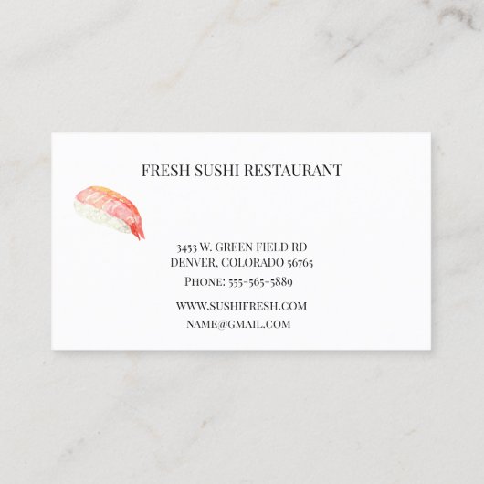寿司シーフードレストランシェフ 名刺 (裏面)
