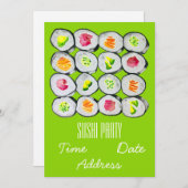 寿司スタイリッシュパーティーモダン日本のパーティー 招待状 (正面/裏面)