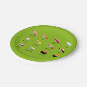 寿司チ日本のャートパーティーをテーマにした夕食会 ペーパープレート (アングル)