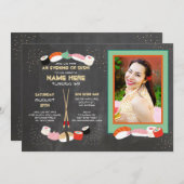 寿司ディナーバー日本のスデーパーティーバー写真 招待状 (正面/裏面)