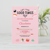 寿司ディナーランチバースデ日本のーパーティ招待状 招待状 (スタンド正面)