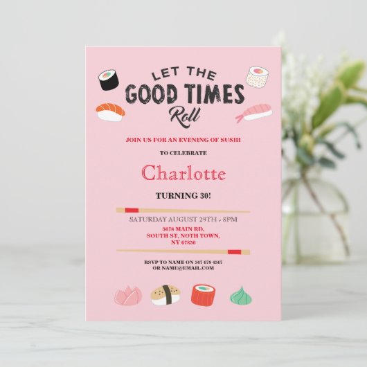 寿司ディナーランチバースデ日本のーパーティ招待状 招待状 (スタンド正面)