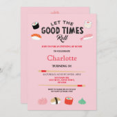 寿司ディナーランチバースデ日本のーパーティ招待状 招待状 (正面/裏面)