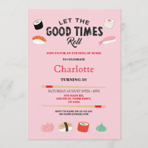 寿司ディナーランチバースデ日本のーパーティ招待状 招待状