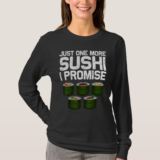寿司デザイン メンズ レディース 和食 まき 食べる Tシャツ (正面)