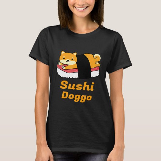寿司ドッゴ - 柴犬 - 面白い Tシャツ (正面)