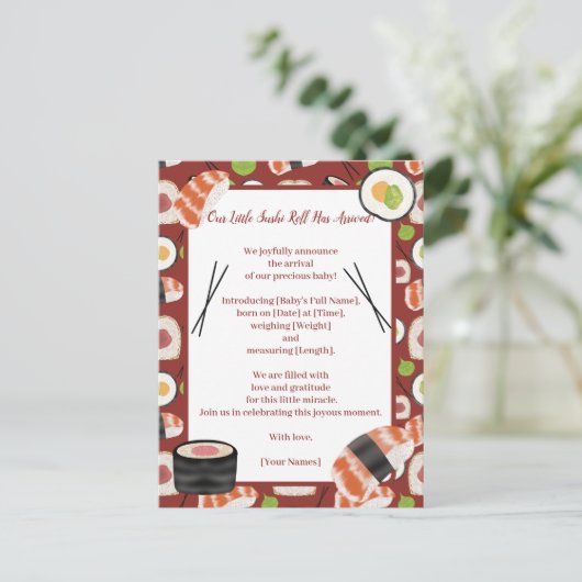 寿司ニュートラル誕生発表 案内ポストカード (スタンド正面)