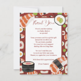 寿司ニュートラル赤ちゃんシャワー サンキューカード