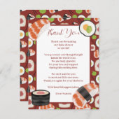 寿司ニュートラル赤ちゃんシャワー サンキューカード (正面/裏面)