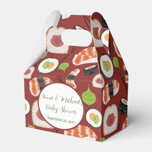 寿司ニュートラル赤ちゃんシャワー フェイバーボックス (正面サイド)