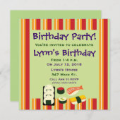 寿司バースデーパーティ招待状 招待状 (正面/裏面)