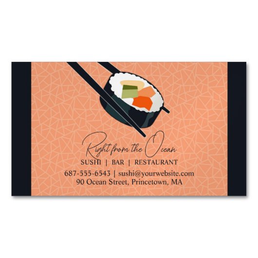 寿司バー店 マグネット名刺 (正面)