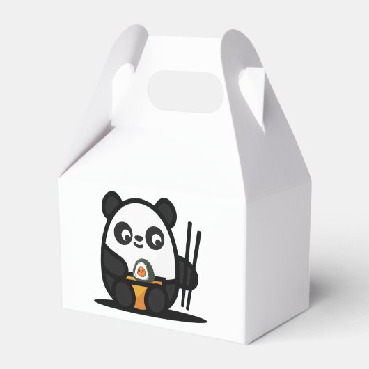 寿司パンダの紙製お持ち帰り箱 2x2x2.75 フェイバーボックス (正面サイド)