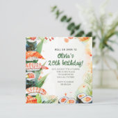 寿司パーティの誕生日 招待状 (スタンド正面)