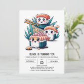 寿司パーティーおもしろい子供の誕生日 招待状 (スタンド正面)