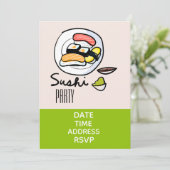 寿司パーティーモダンスタイリッシュ日本のパーティー 招待状 (スタンド正面)