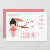 寿司パーティー日本のパーティー 招待状 (正面/裏面)